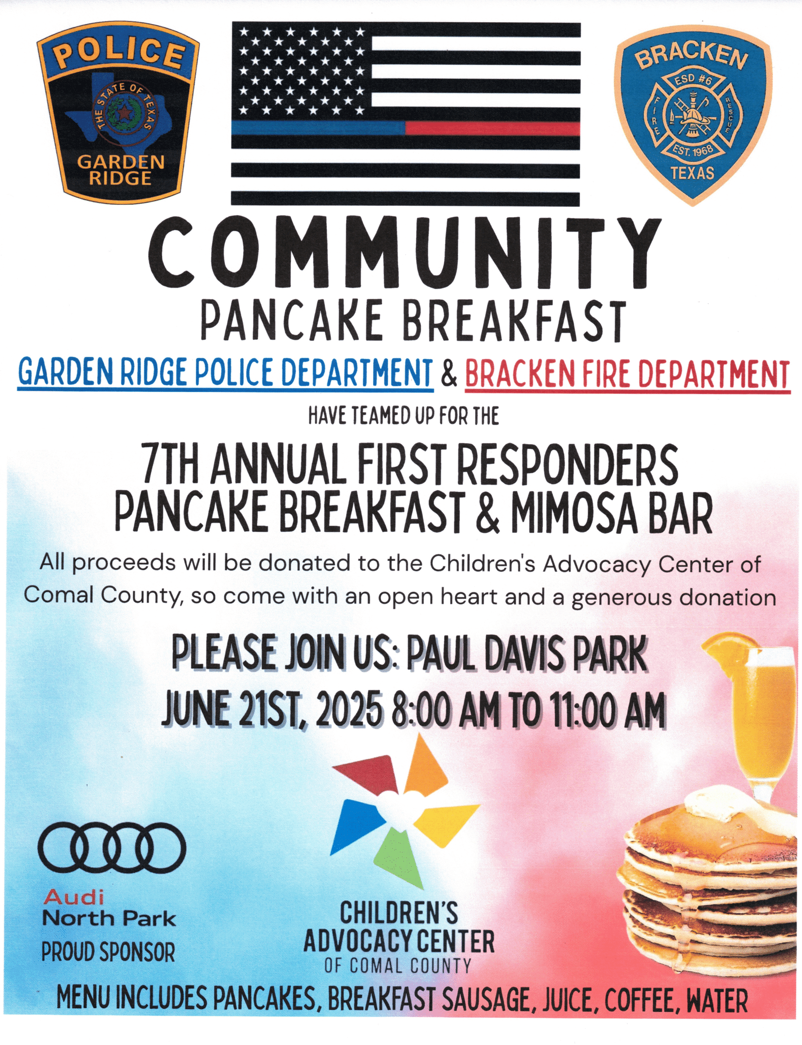 7TH Annual First Responders Pancake Breakfast & Mimosa Bar